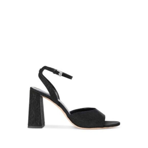 STAUD Shoes - STAUD Womens Black Crinkle Top Solange Open Toe Block Heel Heeled Sandal 40